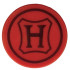 Tile, Round 2 x 2 with Bottom Stud Holder with Wax Seal with Hogwarts Crest, Dark Red Capital Letter H and Border Pattern: {ярко червен}