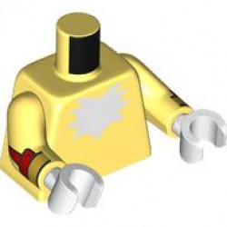Torso with White Chest Fur and Black Tail on Back Pattern / Bright Light Yellow Arms with Red Cuffs and Gold Bracelets Pattern / White Hands: {студено жълт}