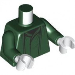 Torso Robe with Gathers, Lines and Dark Bluish Gray Collar Trim over Black Shirt Pattern / Dark Green Arms / White Hands: {земно зелен}