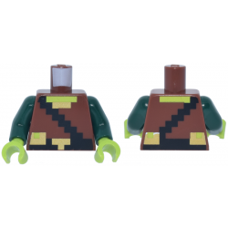 Torso Pixelated Tunic, Black Strap and Belt with Buckle, Gold Collar and Pouches, Lime Neck Pattern / Dark Green Arms / Lime Hands: {червеникаво-кафяв}