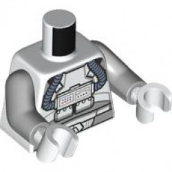 Torso SW Clone Pilot with Sand Blue Hoses, Light Bluish Gray Belt, Black and White Buttons Pattern / Light Bluish Gray Arms / White Hands: {бял}