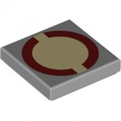 Tile 2 x 2 with SW Dark Red Semicircles on Tan Circle Pattern: {умерено каменно сив}