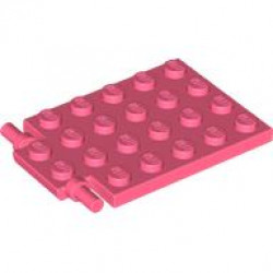 Plate, Modified 4 x 6 with Trap Door Hinge (Long Pins): {пъстро коралов}