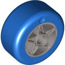 Wheel 30 x 15 with Pin Hole with Molded Blue Hard Plastic Tire Pattern: {тъмно каменно сив}