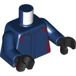 Torso Racing Suit with Red Broken Stripes on Sides and Chevrons on Shoulders Pattern / Dark Blue Arms / Black Hands: {земно син}