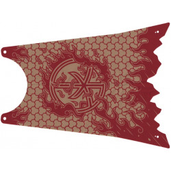 Cloth Cape with 4 Holes and Tattered Edge, Large Buildable Figures with Dark Red Scale Armor Lines, Flames, and Ninjago Logogram Letter K Pattern: {пясъчно жълт}