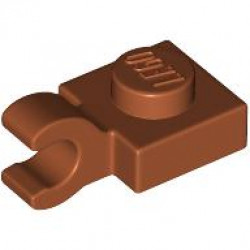 Plate, Modified 1 x 1 with Open O Clip (Horizontal Grip): {тъмно оранжев}
