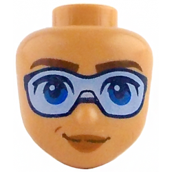 Mini Doll, Head Friends with Reddish Brown Eyebrows, Blue Eyes, Dark Blue Sunglasses with Bright Light Blue Lenses, Dark Orange Lips, Closed Mouth Smile Pattern Item No: 112005: {нуга}
