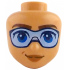 Mini Doll, Head Friends with Reddish Brown Eyebrows, Blue Eyes, Dark Blue Sunglasses with Bright Light Blue Lenses, Dark Orange Lips, Closed Mouth Smile Pattern Item No: 112005: {нуга}