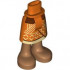 Mini Doll Hips and Skirt Mid-Length with Molded Medium Nougat Legs and Printed Dark Brown and Tan Hem, Chevrons and Lines Pattern - Thick Hinge: {червеникаво-оранжев}