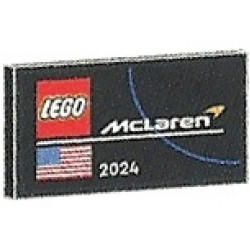 Tile 2 x 4 with LEGO and McLaren Logos, United States of America (USA) Flag and White '2024' Pattern: {черен}