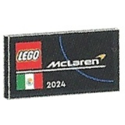 Tile 2 x 4 with LEGO and McLaren Logos, Mexico Flag and White '2024' Pattern: {черен}