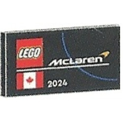 Tile 2 x 4 with LEGO and McLaren Logos, Canada Flag and White '2024' Pattern: {черен}