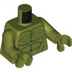 Torso Bare Chest with Dark Green Muscles Outline and Chest Hair Pattern / Olive Green Arms / Olive Green Hands: {маслинено зелен}