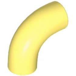 Brick, Round Tube 1 x 1 d. 90 degrees Elbow Macaroni - No Stud - Type 2 - Axle Hole: {студено жълт}