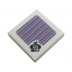 Tile 2 x 2 with Super Mario Scanner Code Lakitu with Headset Pattern (Sticker) - Set 72036: {бял}
