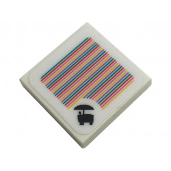 Tile 2 x 2 with Super Mario Scanner Code Sweets Wagon Pattern (Sticker) - Set 72036: {бял}