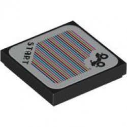 Tile 2 x 2 with Super Mario Scanner Code Landship and 'START' Pattern (Sticker) - Set 72036: {черен}