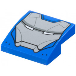 Slope, Curved 2 x 2 x 2/3 with Light Bluish Gray Face Shield, Dark Bluish Gray Stripe and Lines, White Eyes Pattern (Iron Man Mark 38 Face): {ярко син}