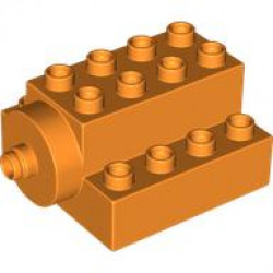 BRICK 4X4X2, W/ HOR. ROTATION SNAP: {ярко оранжев}