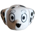 Minifigure, Head, Modified Dog (Dalmatian) with Pointed Ears, Hole on Top with Black Eyes, Nose and Spots, Light Bluish Gray Eyebrows Pattern: {бял}