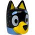 Minifigure, Head, Modified Dog (Cattle) with Straight Ears, Hole on Top with Molded Black Top and Yellow Muzzle and Auricles and Printed Eyes, Nose, Bright Light Blue Eyebrows and Fur Pattern: {умерено син}