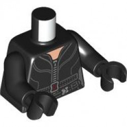 Torso Female Suit with Silver Zipper, Dark Bluish Gray Belt with Dark Red Buckle, Light Nougat Neck Pattern / Black Arms / Black Hands: {черен}