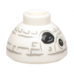 Brick, Round 1 1/2 x 1 1/2 x 2/3 Dome Top with SW Snowman BB-8 Droid Head with Black Sensors and Light Bluish Gray Lines Pattern: {бял}