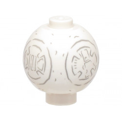 Brick, Round 2 x 2 Sphere with Stud / Robot Body with SW Snowman BB-8 Droid Light Bluish Gray Circles and Lines Pattern: {бял}