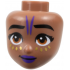 Mini Doll, Head Friends with Black Eyebrows, Dark Orange Eyes, Dark Purple Lips and Tattoo Lines, 8 Gold Cheek Spots Pattern: {умерено кафяв}