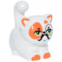Cat, Mini Doll Style, Large, Sitting with Orange Markings and Paws, Lime Eyes, Black Moustache and Gold Monocle Pattern (Friends Churro in Magician Costume): {бял}