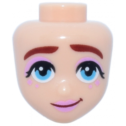 Mini Doll, Head Friends with Thick Dark Red Eyebrows, Medium Azure Eyes, Bright Pink Lips, Eyeshadow and Face Paint, Smirk Pattern: {светло нуга}