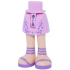 Mini Doll Hips and Skirt with Molded Light Nougat Legs and Printed Dark Blue Trim, Metallic Light Blue Dots, Medium Lavender Filigree and Strap Sandals Pattern - Thin Hinge: {светло пурпурен}