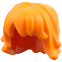 Minifigure, Hair Female Mid-Length Wavy with Bangs: {ярко оранжев}