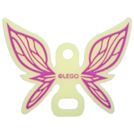 Plastic Part for Set 42661 - Wings Fairy / Butterfly Shape with Magenta Veins on Bright Light Yellow Background Pattern: {мултикомбинация}