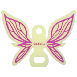 Plastic Part for Set 42661 - Wings Fairy / Butterfly Shape with Magenta Veins on Bright Light Yellow Background Pattern: {мултикомбинация}