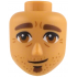 Mini Doll, Head Friends Male Large with Reddish Brown Thick Eyebrows and Goatee, Dark Orange Eyes, Stubble and Wrinkles, Lopsided Closed Mouth Pattern: {нуга}