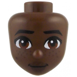 Mini Doll, Head Friends with Black Eyebrows, Reddish Brown Eyes, Dark Brown Lips and Freckles, Closed Mouth Pattern: {умбра}