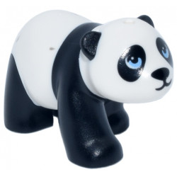 Panda, Mini Doll Style with Molded White Head and Body and Printed Black Nose and Eye Patches and Bright Light Blue Eyes Pattern (Friends Lan Lan): {черен}