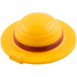 Minifigure, Headgear Straw Hat with Bar Handle with Molded Dark Red Band Pattern: {огнено жълто-оранжев}