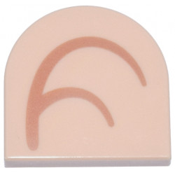 Tile, Round 2 x 2 Half Circle Extended with Medium Nougat Curved Lines Pattern Model Left Side (Super Mario Inner Ear): {светло нуга}