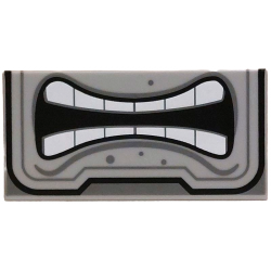 Tile 2 x 4 with Angry Mouth with White Teeth Parted, Black and Dark Bluish Gray Border and Spots Pattern (Super Mario Thwomp Lower Face): {умерено каменно сив}