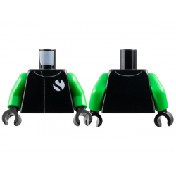 Torso Racing Suit with Sauber Formula 1 Logo Partial Capital Letter S on White Circle Pattern / Bright Green Arms / Black Hands: {черен}