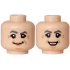 Minifigure, Head Dual Sided Female, Dark Bluish Gray Eyebrows, Nougat Lips, Medium Nougat Chin Dimple, Cheek Lines and Crow's Feet, Smile / Open Mouth Smile Pattern: {светло нуга}