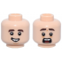 Minifigure, Head Dual Sided Dark Brown Eyebrows, Smile with Tooth Gap / Open Mouth Scared with Red Tongue Pattern: {светло нуга}