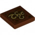Tile 2 x 2 with Dark Brown Spots and Splatters and Gold Script 'The' Pattern: {червеникаво-кафяв}