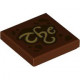 Tile 2 x 2 with Dark Brown Spots and Splatters and Gold Script 'The' Pattern: {червеникаво-кафяв}