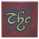 Tile 2 x 2 with Dark Brown Spots and Splatters and Gold Script 'The' Pattern: {червеникаво-кафяв}