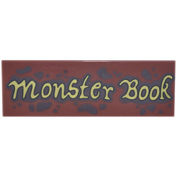 Tile 2 x 6 with Dark Brown Spots and Splatters and Gold Script 'Monster Book' Pattern: {червеникаво-кафяв}
