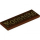 Tile 2 x 6 with Dark Brown Spots and Splatters and Gold 'MONSTERS' Pattern: {червеникаво-кафяв}